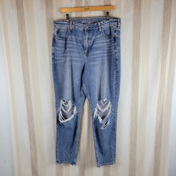 American Eagle Strigid Real‎ Good Mom Jeans Blue Size 16 - Picture 1 of 11